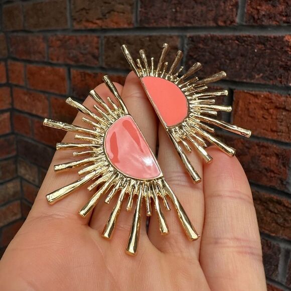 Zara Sun Radiant Gold Statement Stud Earrings - Picture 5 of 6